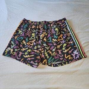 Adidas Track Shorts Mens Size Large Neon Graffiti Print Love Unites Pride